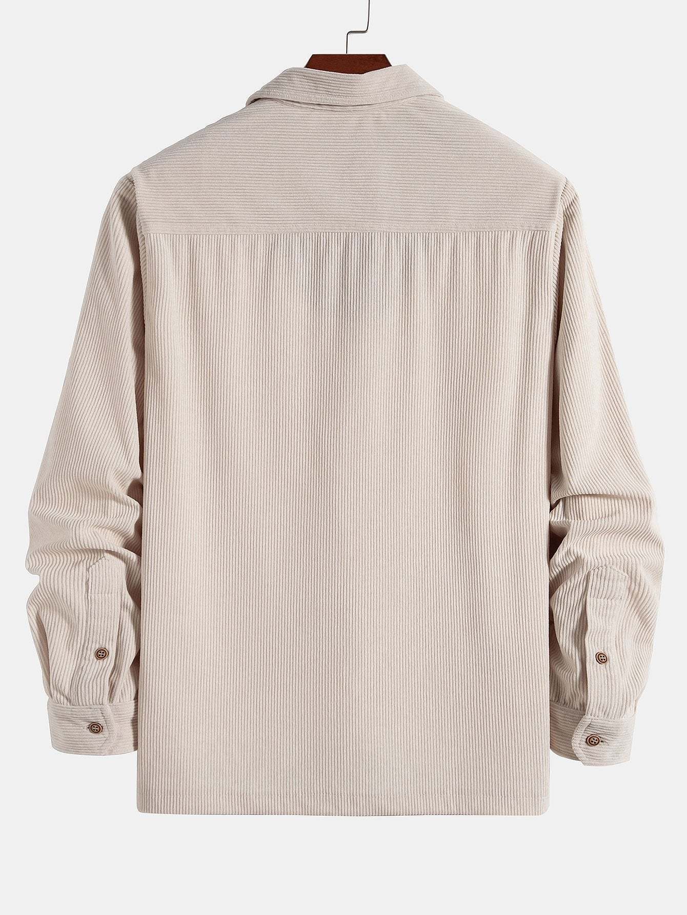 Long Sleeve Polo Collar Corduroy Shirt & Straight Leg Corduroy Pants-Mitchell Shoes