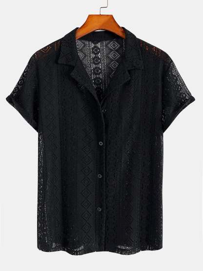 Geometry Textured Cuban Shirt & Straight Leg Linen Pants-Mitchell Shoes