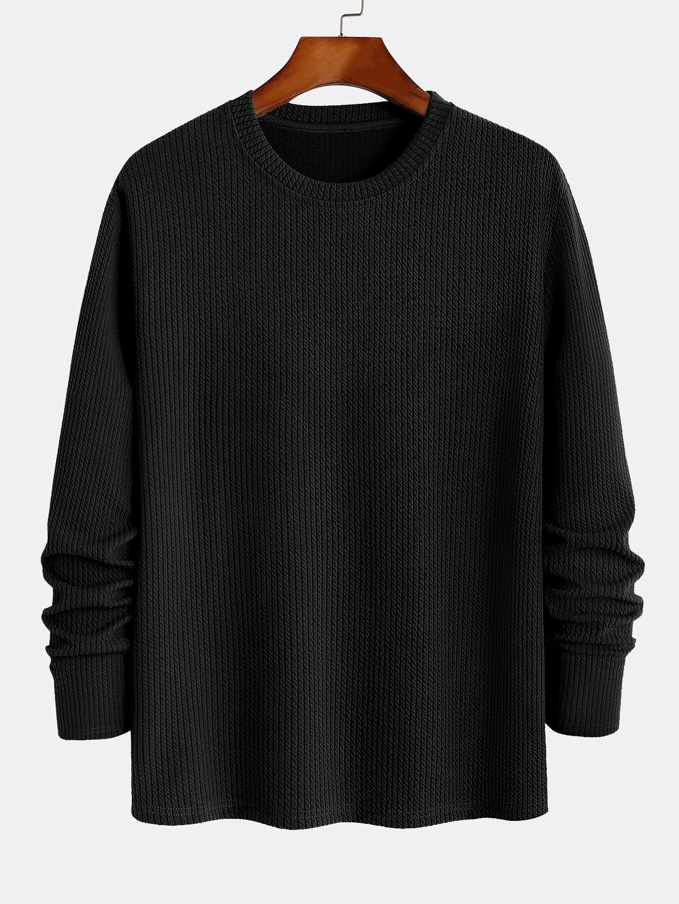 Long Sleeved Muscle Fit Ribbed T-Shirt-Mitchell Shoes