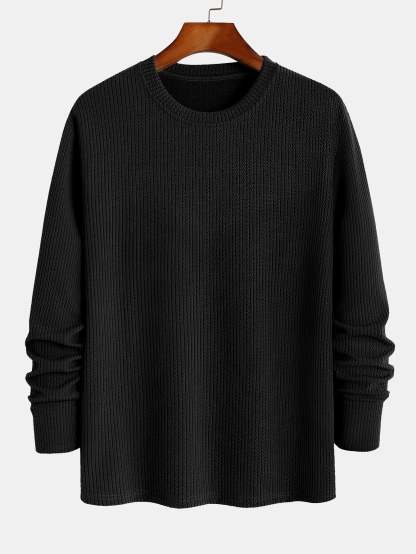 Long Sleeved Muscle Fit Ribbed T-Shirt-Mitchell Shoes