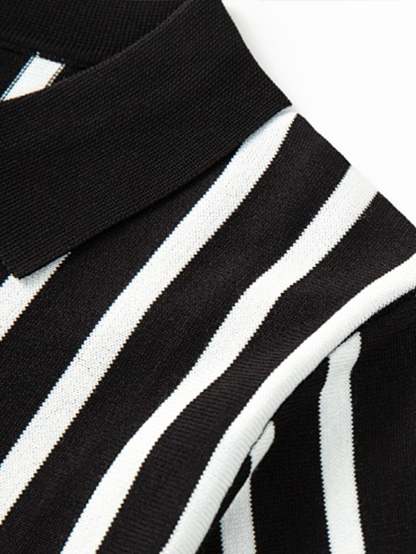 Striped Short Sleeve Sweater Polo-Mitchell Shoes
