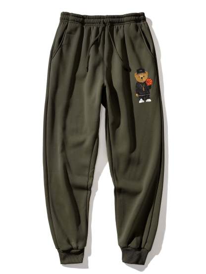 Basketball Bear Print Jogger Pants-Mitchell Shoes