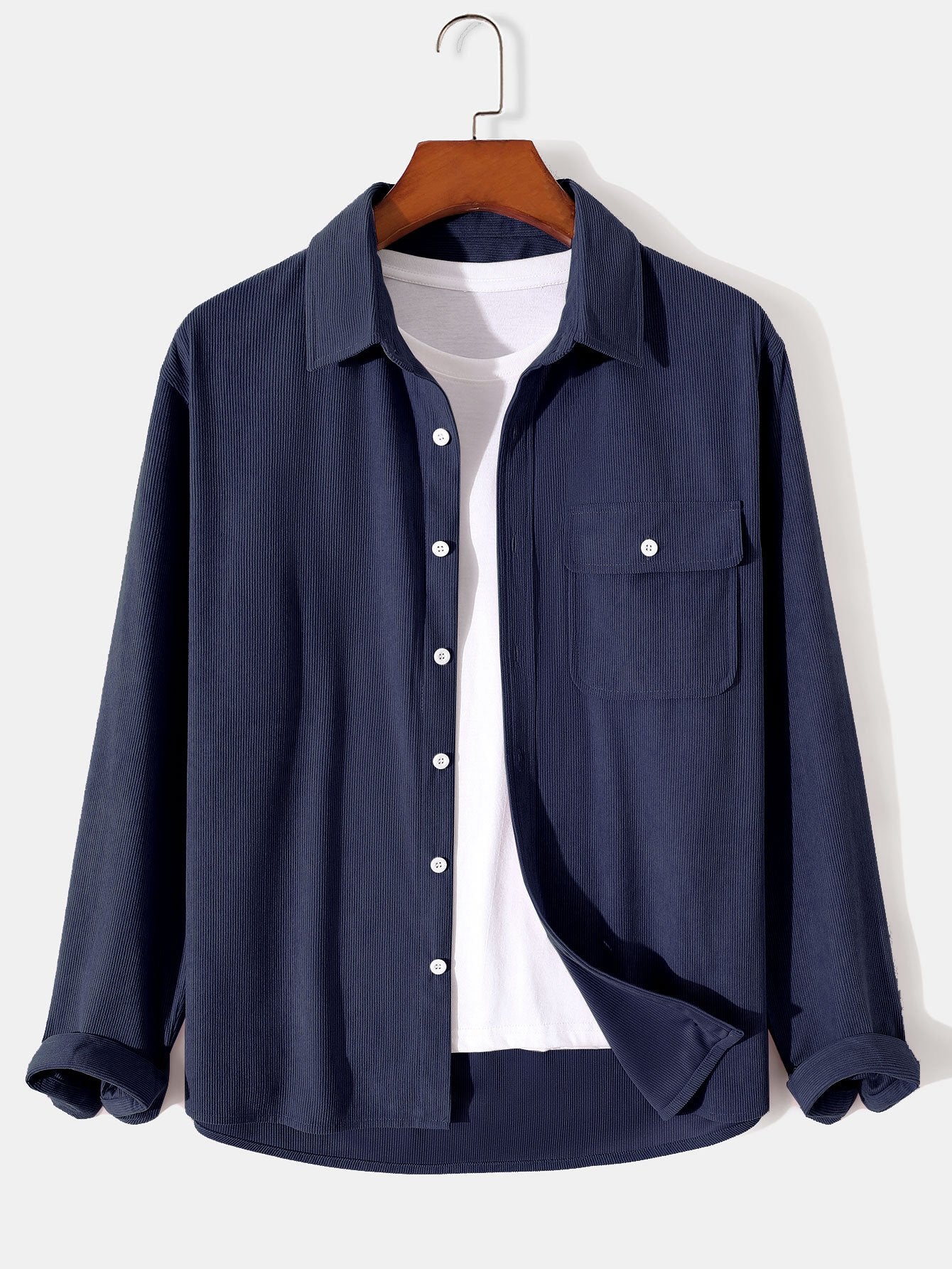 Long Sleeve Flap Pocket Corduroy Shirt-Mitchell Shoes