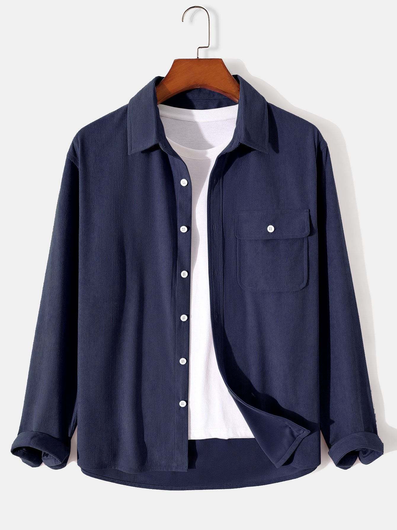 Long Sleeve Flap Pocket Corduroy Shirt-Mitchell Shoes