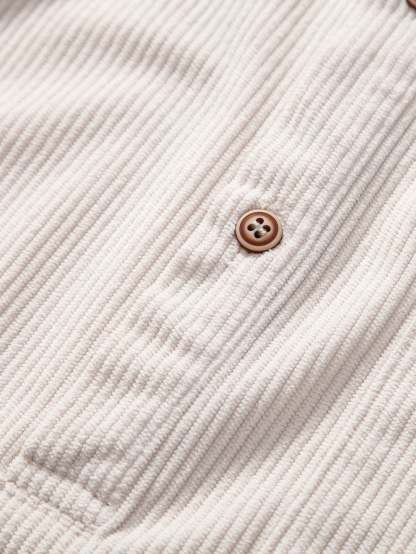 Long Sleeve Polo Collar Corduroy Shirt & Straight Leg Corduroy Pants-Mitchell Shoes