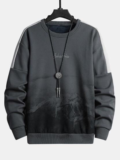 Mountain Graphic Print Crew Neck Sweatshirt-Mitchell Shoes