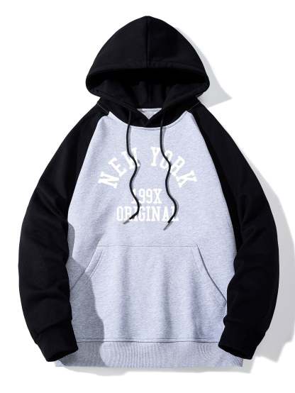 New York Print Pactchwork Raglan Hoodie-Mitchell Shoes