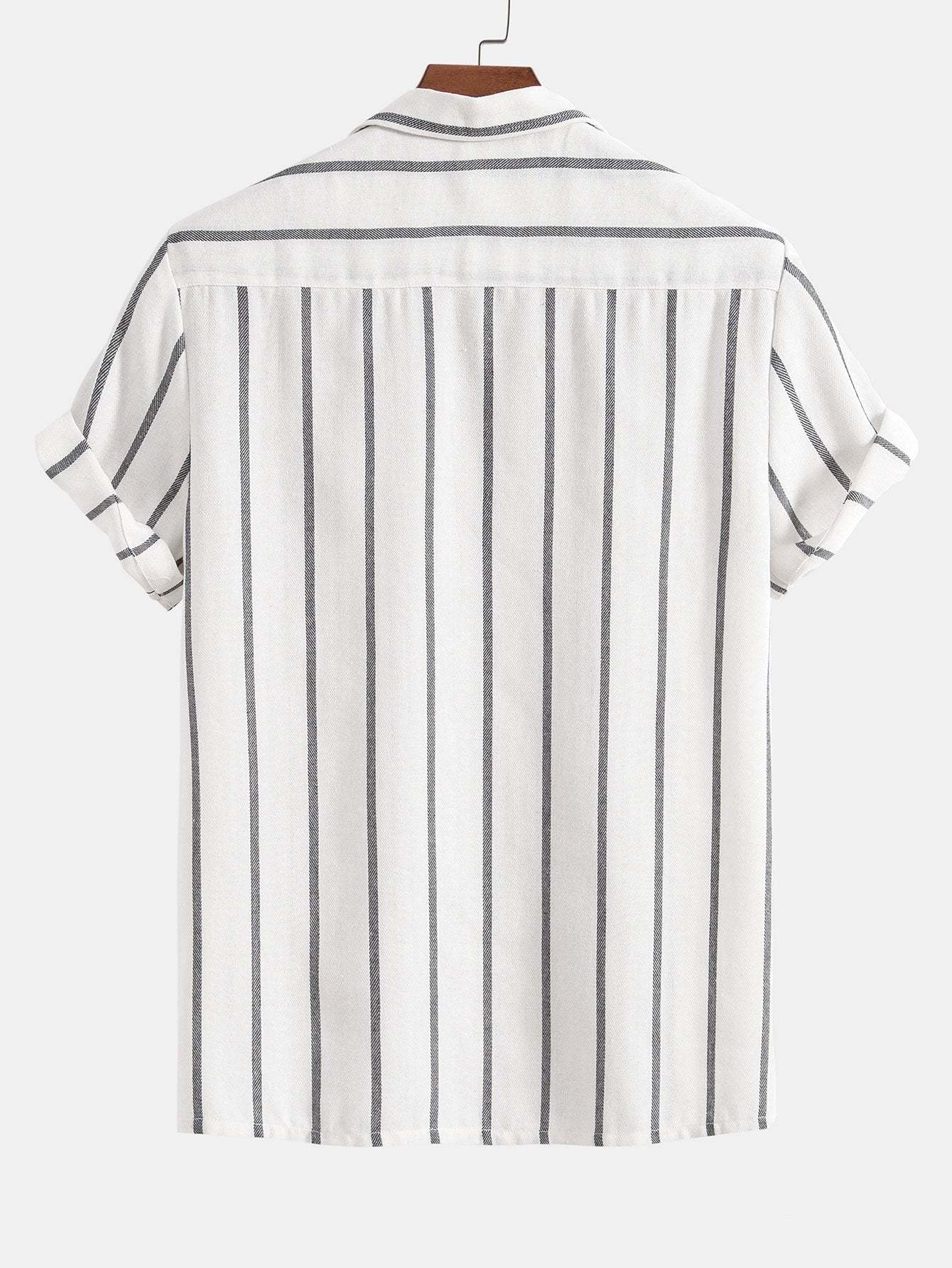 Cotton Blend Striped Cuban Shirt-Mitchell Shoes