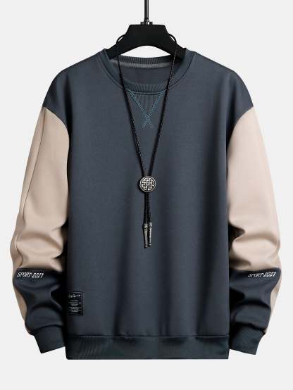 Color Block Crew Neck Sweatshirt-Mitchell Shoes