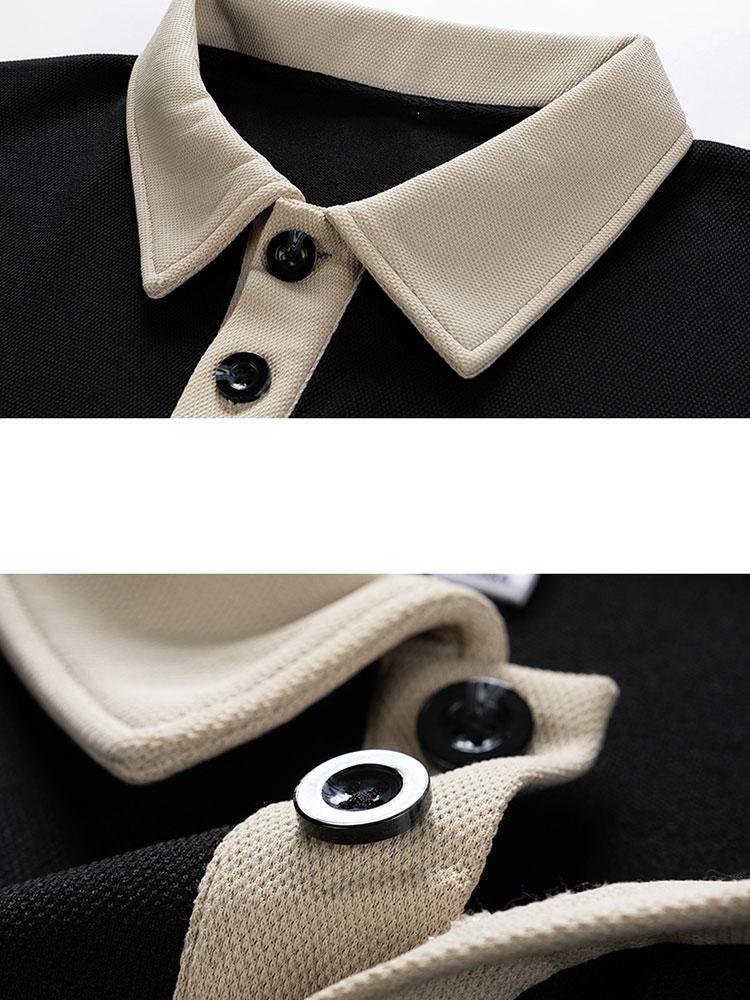 Relax Fit Contrast Waffle Polo Sweatshirt-Mitchell Shoes