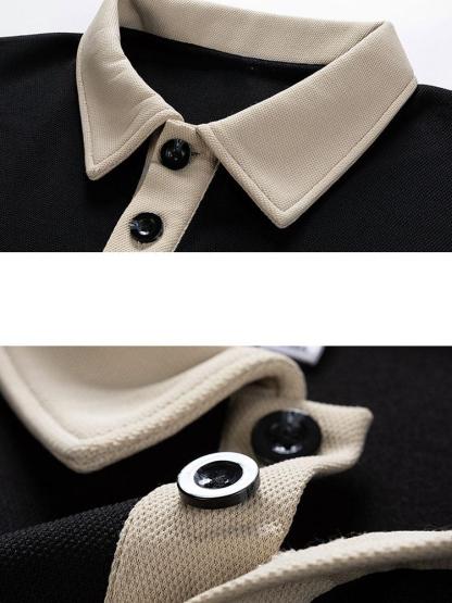 Relax Fit Contrast Waffle Polo Sweatshirt-Mitchell Shoes
