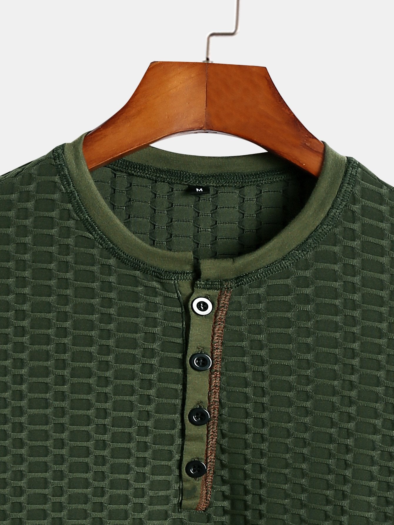 Muscle Fit Knitted Textured Henley Shirt-Mitchell Shoes
