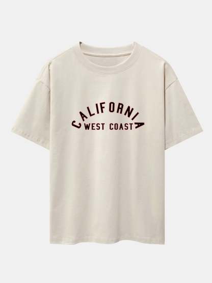California Print Heavy Weight Drop Shoulder Oversize T-Shirt-Mitchell Shoes