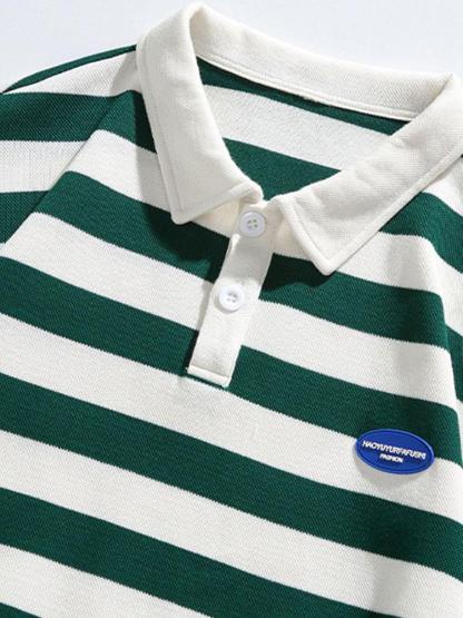 Relax Fit Waffle Striped Polo Sweatshirt-Mitchell Shoes