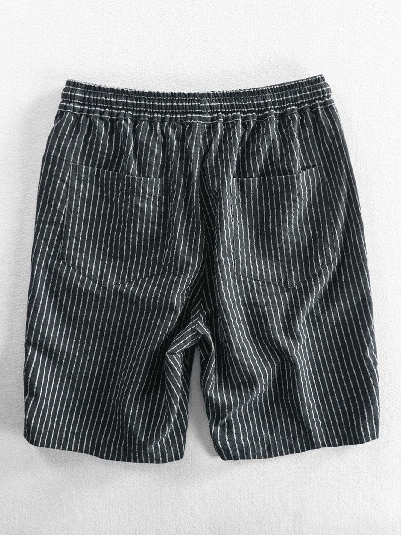 Cotton Drawstring Striped Shorts-Mitchell Shoes