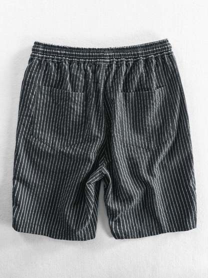 Cotton Drawstring Striped Shorts-Mitchell Shoes