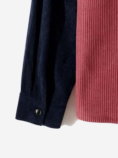 Long Sleeve Two Tone Corduroy Overshirt-Mitchell Shoes