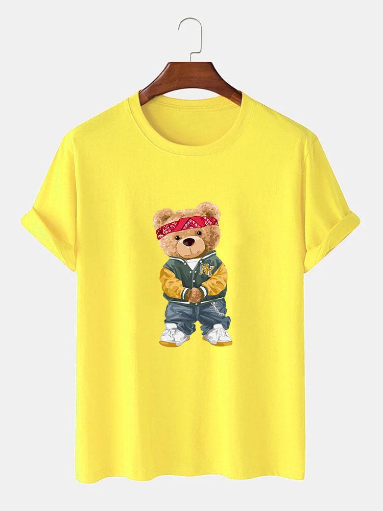 Hip Hop Bear Print T-Shirt-Mitchell Shoes