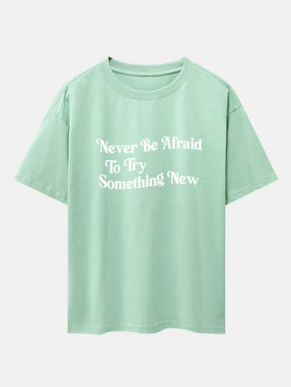 Slogan Print Drop Shoulder Oversize T-Shirt-Mitchell Shoes