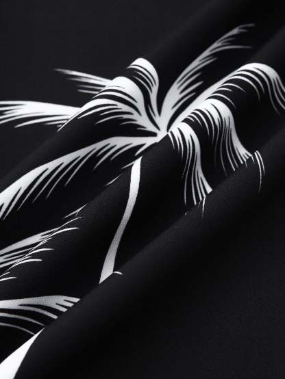 Tropical Leaf Print Button Up Shirt-Mitchell Shoes