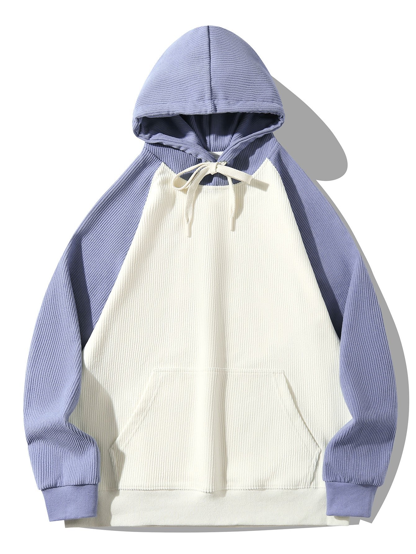 Paneled Corduroy Raglan Sleeves Hoodie-Mitchell Shoes