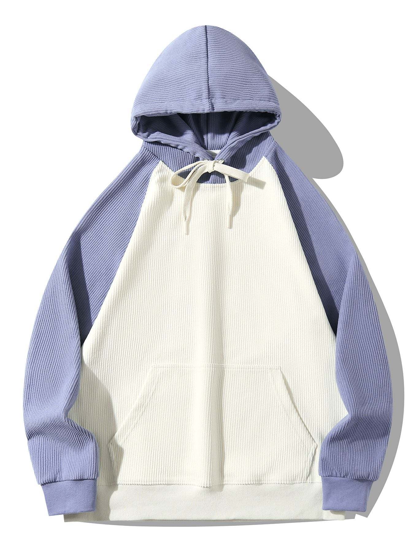 Paneled Corduroy Raglan Sleeves Hoodie-Mitchell Shoes
