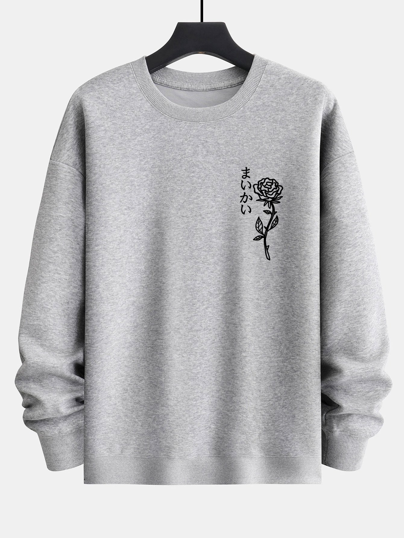 Japanese Rose Print Relax Fit Sweatshirt-Mitchell Shoes