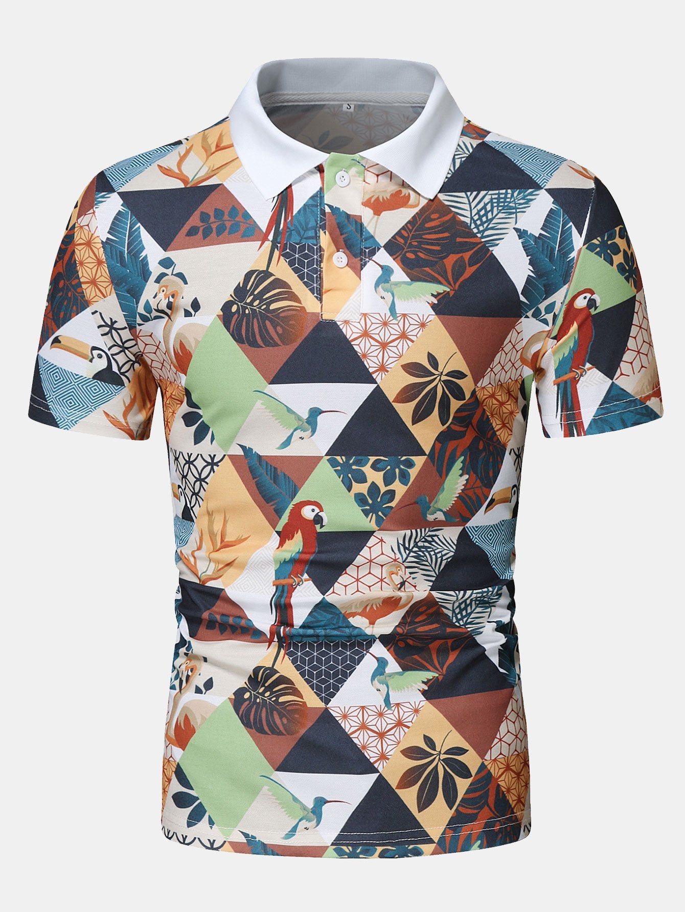Flamingo Tropical Print Polo Shirt-Mitchell Shoes
