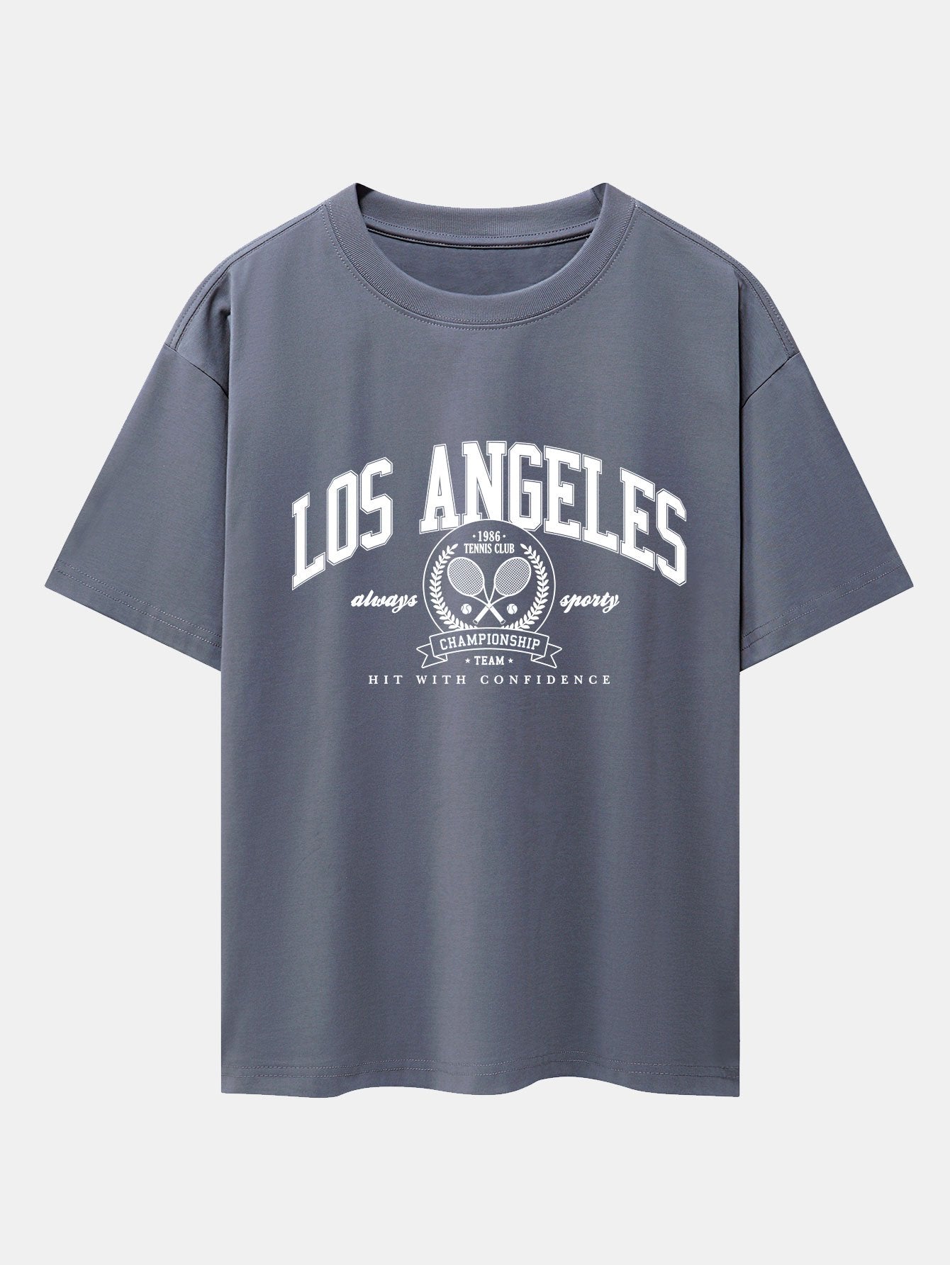 Los Angeles Tennis Print Drop Shoulder Oversize T-Shirt-Mitchell Shoes