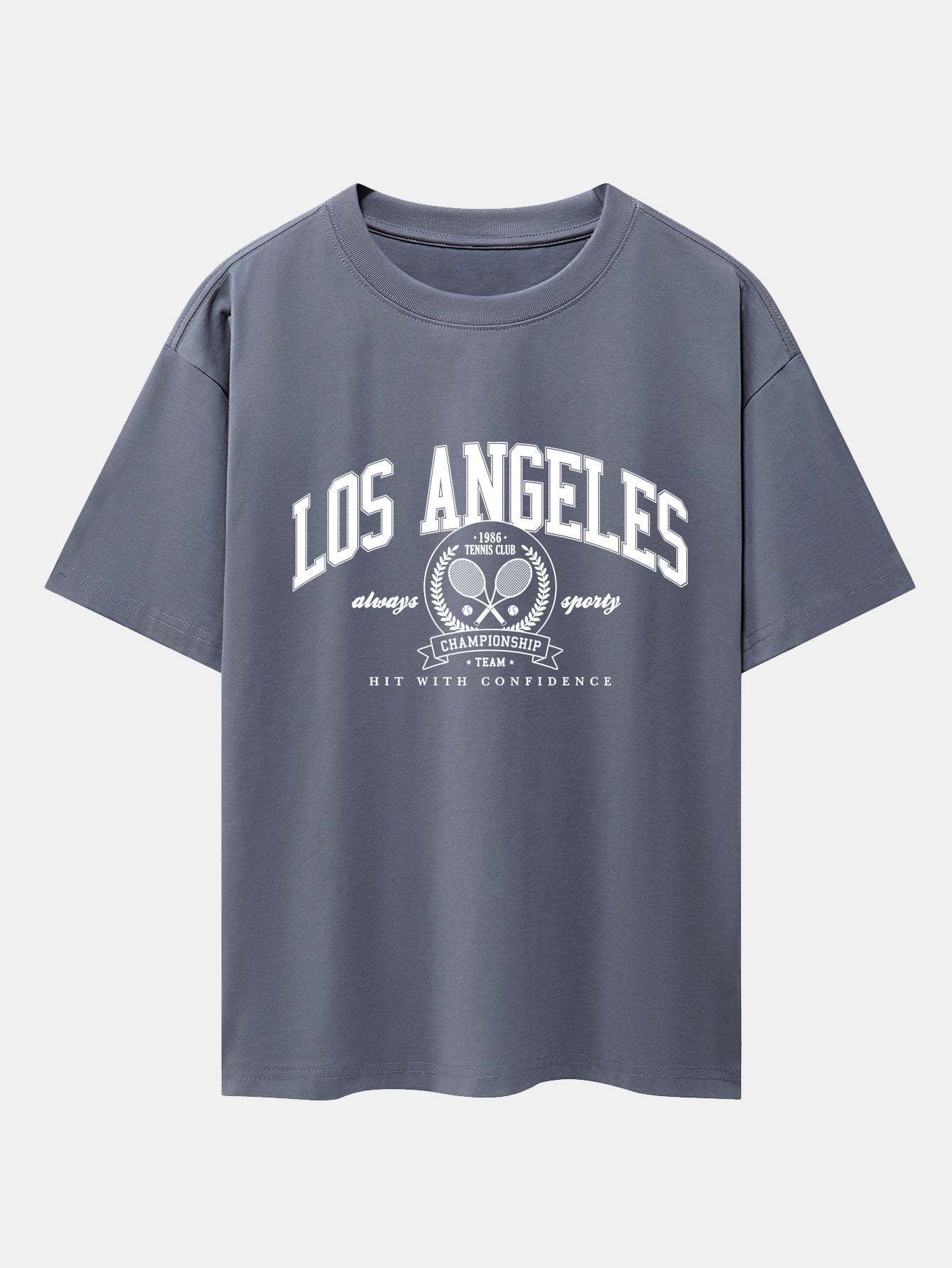 Los Angeles Tennis Print Drop Shoulder Oversize T-Shirt-Mitchell Shoes