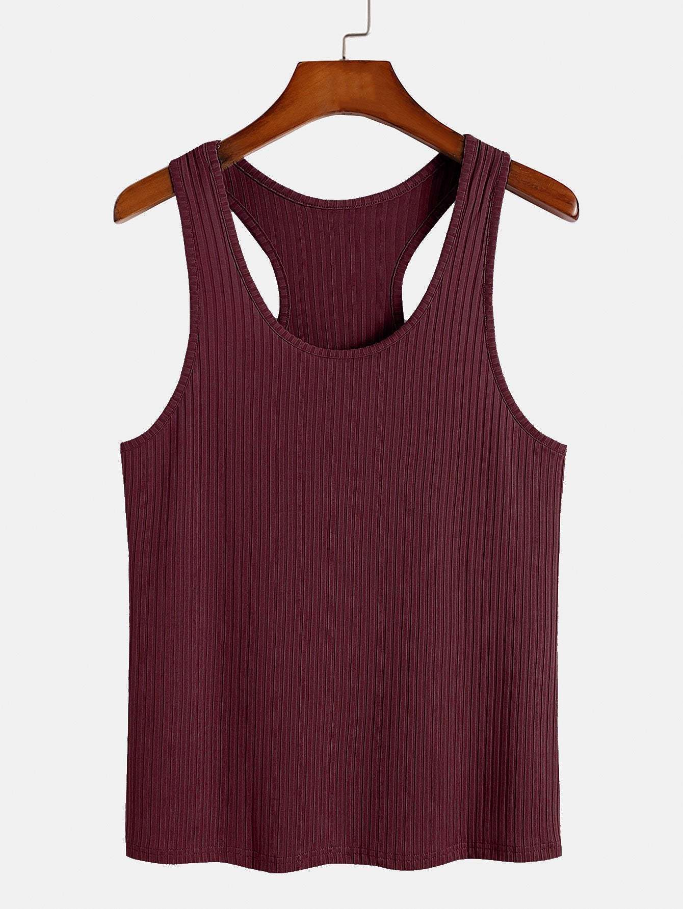 Basic Slim Ribbed Racer Back Tank-Mitchell Shoes