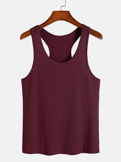 Basic Slim Ribbed Racer Back Tank-Mitchell Shoes