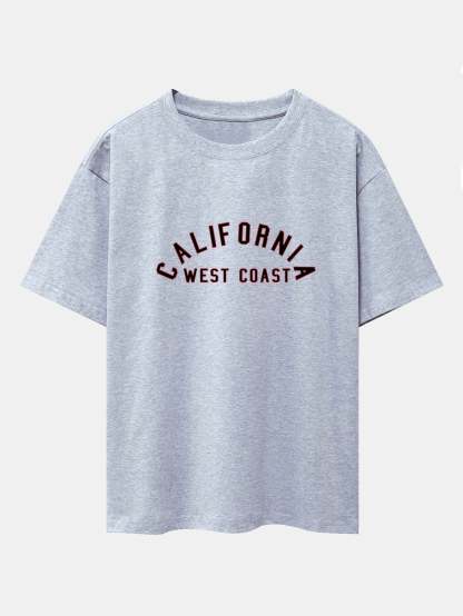 California Print Heavy Weight Drop Shoulder Oversize T-Shirt-Mitchell Shoes