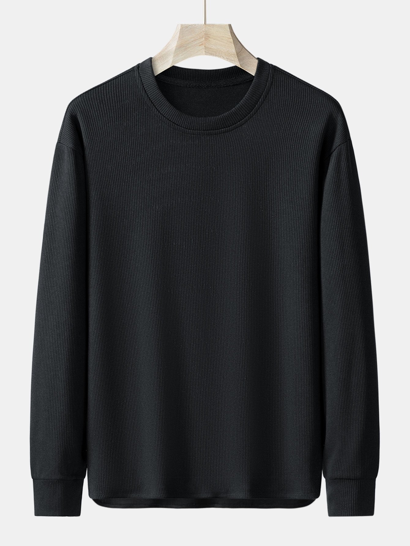 Long Sleeve Relax Fit Knit Ribbed T-Shirt-Mitchell Shoes