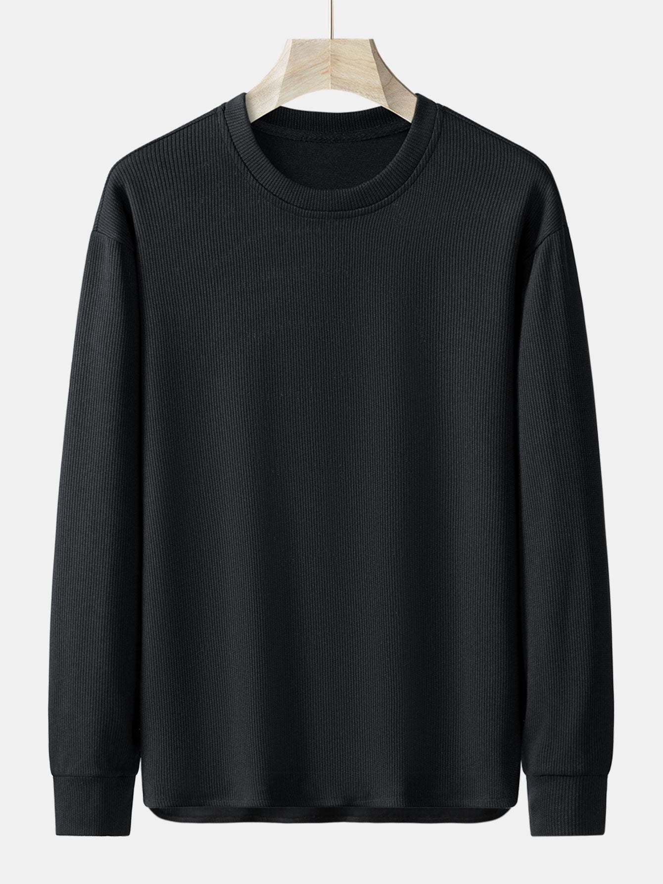 Long Sleeve Relax Fit Knit Ribbed T-Shirt-Mitchell Shoes