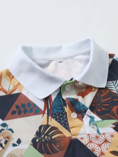 Flamingo Tropical Print Polo Shirt-Mitchell Shoes
