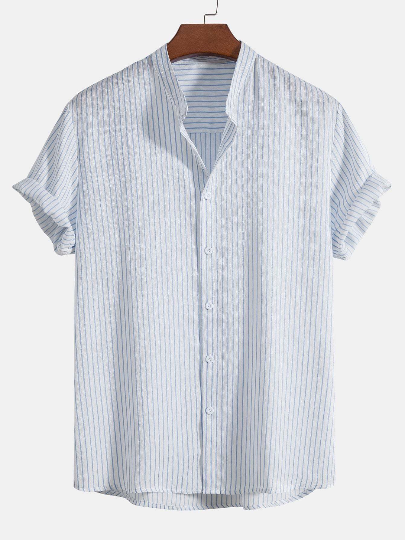 Striped Stand Collar Shirt-Mitchell Shoes