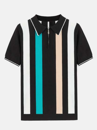 Striped Zip Sweater Polo-Mitchell Shoes