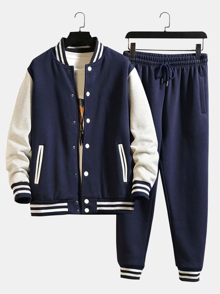 Contrast Baseball Jacket & Jogger Pants-Mitchell Shoes