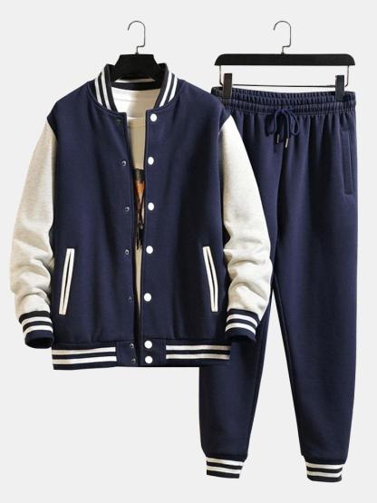 Contrast Baseball Jacket & Jogger Pants-Mitchell Shoes