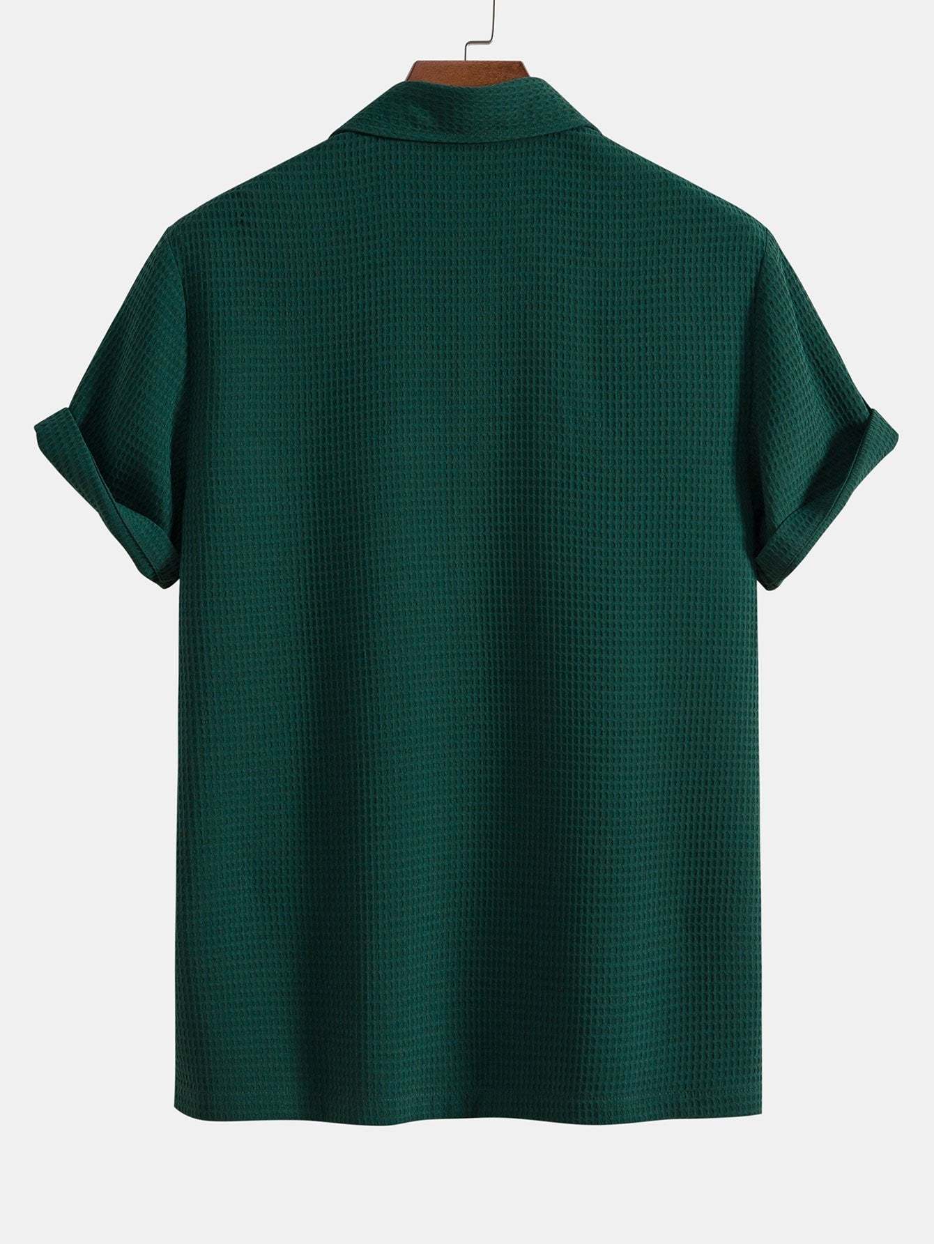 Waffle Polo Collar Shirt With Pocket-Mitchell Shoes