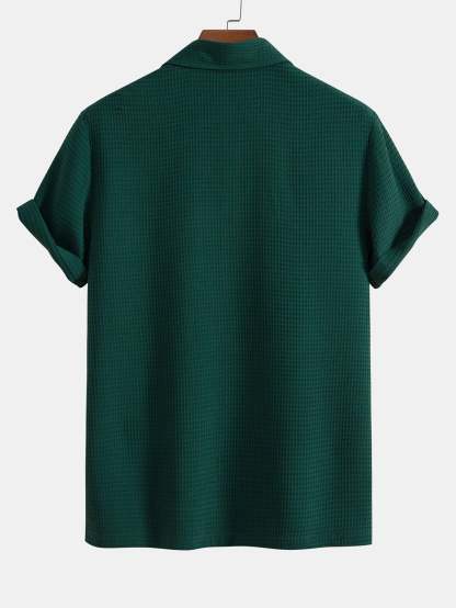 Waffle Polo Collar Shirt With Pocket-Mitchell Shoes