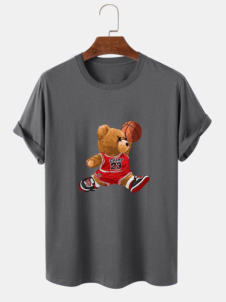 Basketball Player Bear Print T-Shirt-Mitchell Shoes