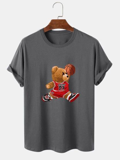 Basketball Player Bear Print T-Shirt-Mitchell Shoes