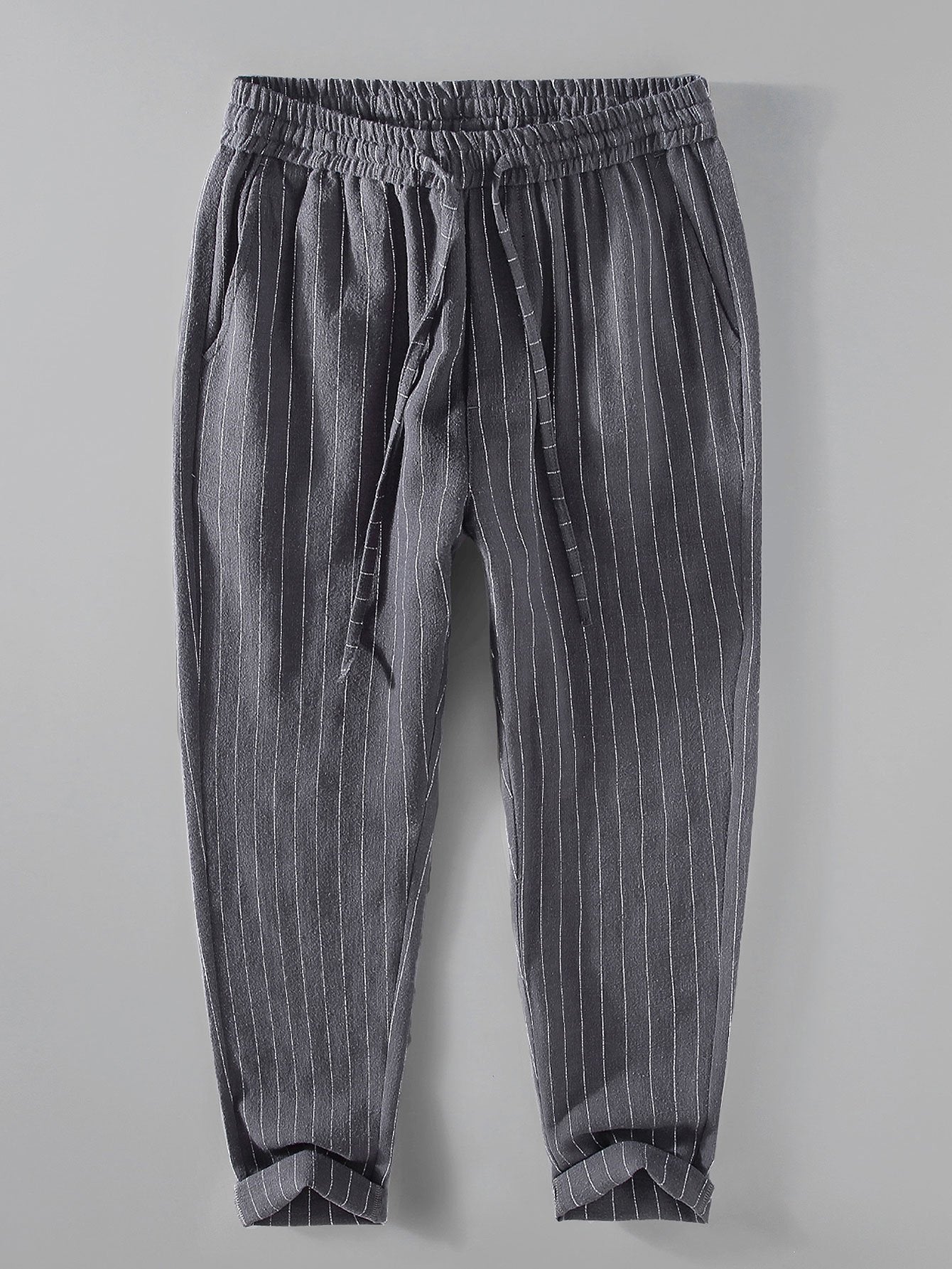 Striped Linen Cotton Blend Cropped Pants-Mitchell Shoes