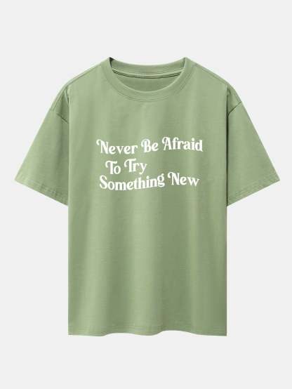 Slogan Print Drop Shoulder Oversize T-Shirt-Mitchell Shoes