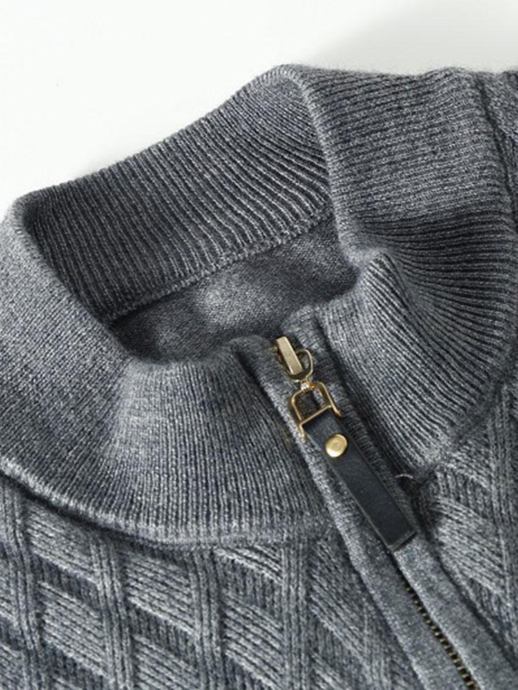 Diamond Mock Neck Quarter Zip Sweater-Mitchell Shoes