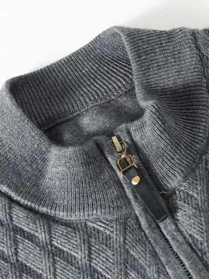 Diamond Mock Neck Quarter Zip Sweater-Mitchell Shoes