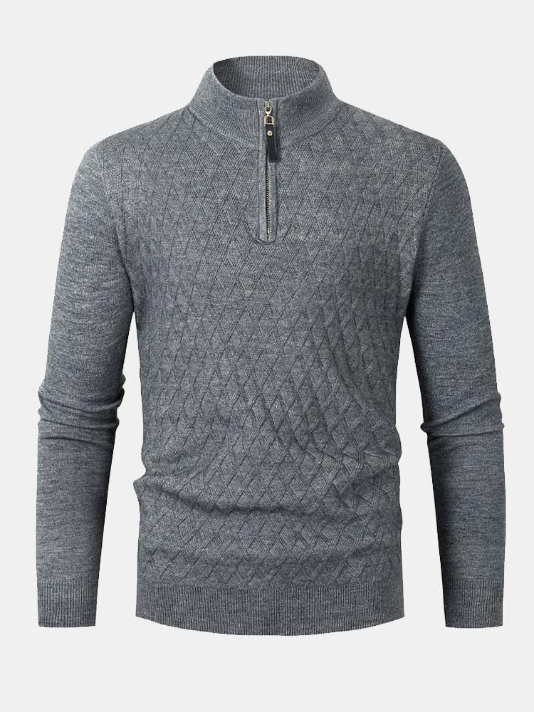 Diamond Mock Neck Quarter Zip Sweater-Mitchell Shoes