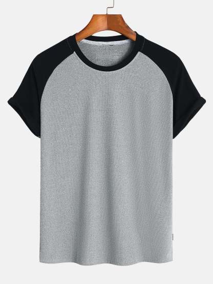 Muscle Fit Paneled Textured T-Shirt-Mitchell Shoes